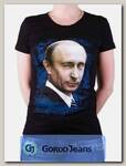 Футболка женская принт "Путин-подмигнул" черный