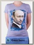 Футболка женская принт "Путин-подмигнул" серый меланж