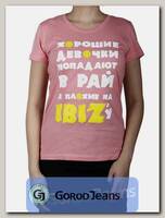 Футболка женская принт "Хорошие девчонки попадают в рай, а плохие" персик