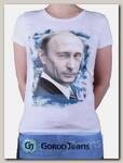 Футболка женская принт "Путин-подмигнул" белый"
