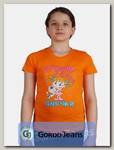 Футболка подростковая для девочки с принтом "Лучшая в мире внучка" оранжевый