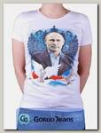 Футболка женская принт "Путин-голуби" белый"